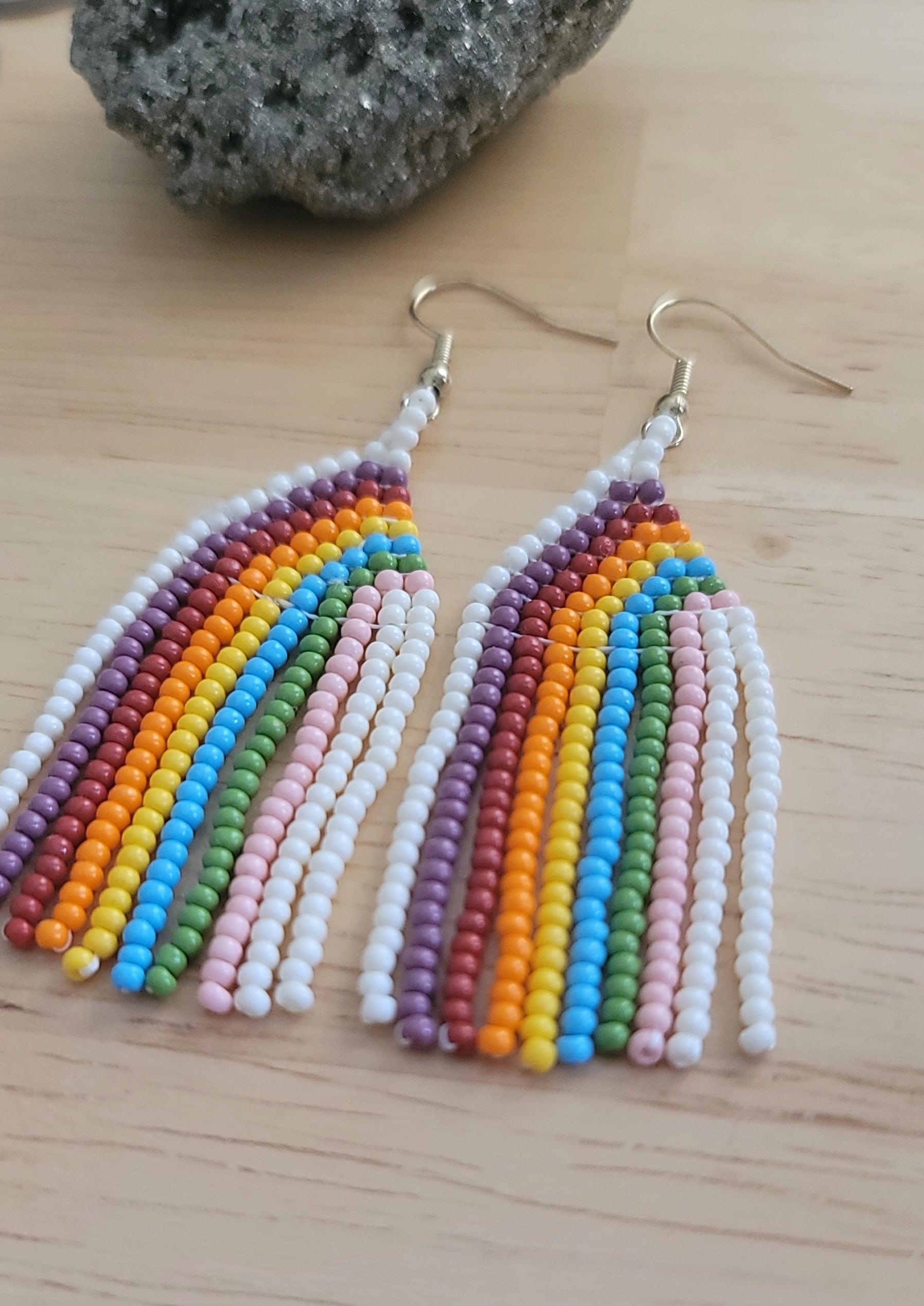 Retro Rainbow Beaded Earrings